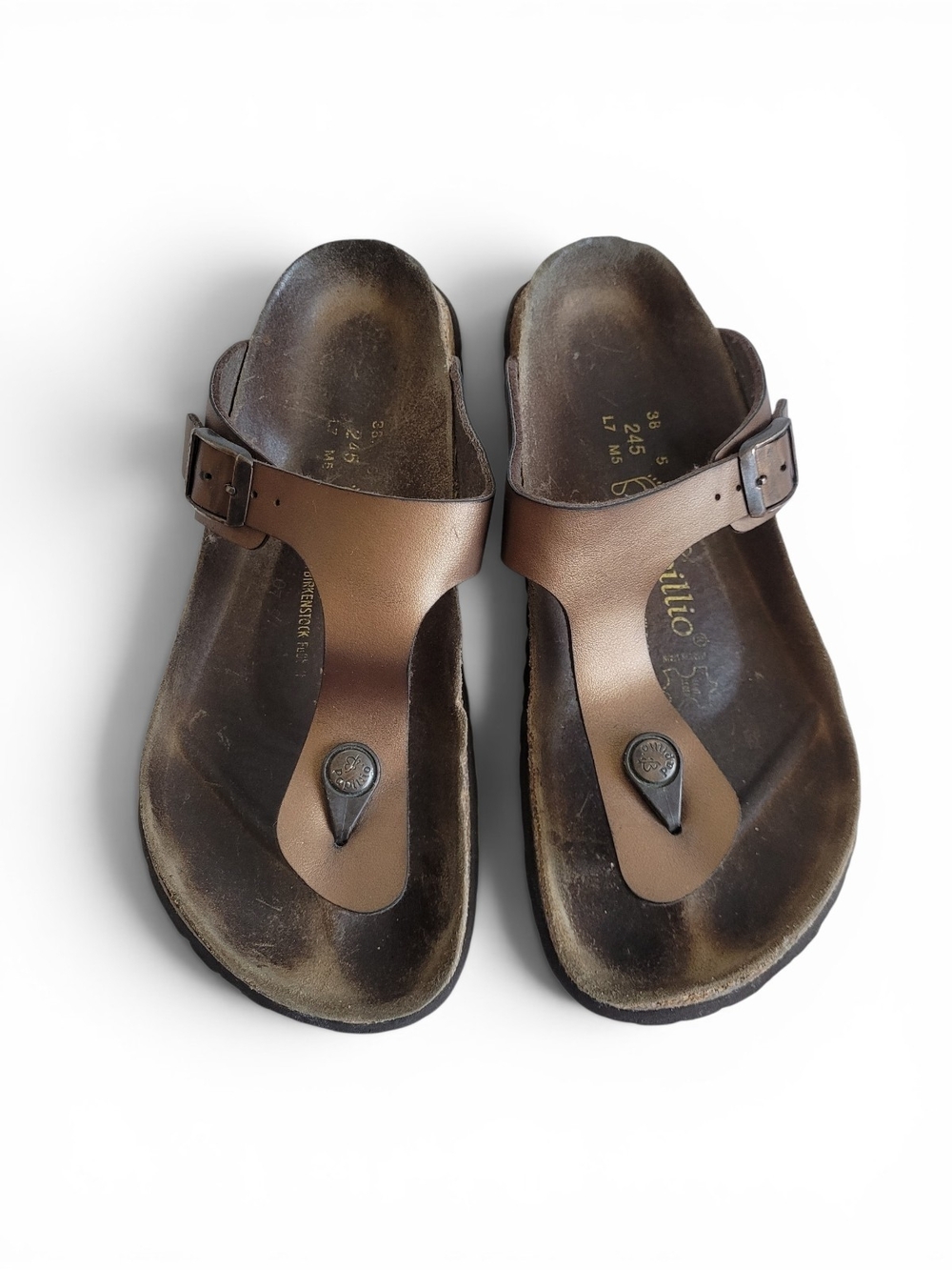 Birkenstock Papillio Gizeh Leather Toe-Post Sandals Brown 38 / 7. 5